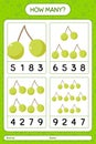 How many counting game with fruit. worksheet for preschool kids