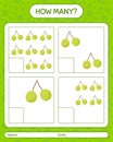 How many counting game with quenepa worksheet for preschool kids