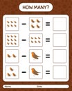 How many counting game with robin bird. worksheet for preschool kids, kids activity sheet