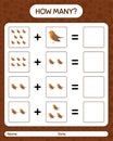 How many counting game with robin bird. worksheet for preschool kids, kids activity sheet