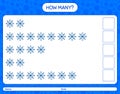 How many counting game with snowflake. worksheet for preschool kids, kids activity sheet