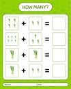 How many counting game with spring onion. worksheet for preschool kids, kids activity sheet, printable worksheet