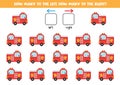 Spatial orientation for kids. Red fire trucks. Logical game