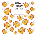 How many fish swim left and right. Educational game for children. Attention task
