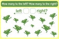 A logic game for kids called `Left or Right`. Spatial orientation with frogs. Training sheet.