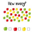 How many objects.Preschool Counting Activities. Printable worksheet. Educational game for children, kids preschool age. Mathemati