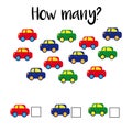 How many objects.Preschool Counting Activities. Printable worksheet. Educational game for children, toddlers and kids preschool ag Royalty Free Stock Photo