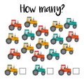 How many objects.Preschool Counting Activities. Printable worksheet. Educational game for children, toddlers and kids preschool ag Royalty Free Stock Photo