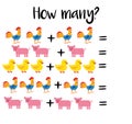 How many objects.Preschool Counting Activities. Printable worksheet. Educational game for children, toddlers and kids preschool ag