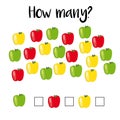 How many objects.Preschool Counting Activities. Printable worksheet. Educational game for children, toddlers and kids preschool ag