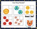 How many planet do you see. Count and write the number educational maze game for kids Royalty Free Stock Photo