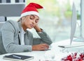 How many sheep were there. Shot of a sleepy woman catching a nap at her desk in the office.