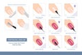 How to Apply Gel Polish Step by Step. Professional Manicure Tutorial. Vector Royalty Free Stock Photo