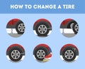 How to change a tire instruction for car Royalty Free Stock Photo