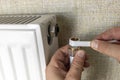 How to connect a faucet to a heating radiator. Step by step instructions. Step 5. Royalty Free Stock Photo