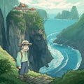 How To Create A Hayao Miyazaki-style Illustration On A Cliffside