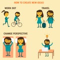 How to create new ideas vector work out, travel,change perspecti