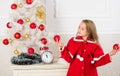 How to decorate christmas tree with kid. Let kid decorate christmas tree. Favorite part decorating. Getting child Royalty Free Stock Photo