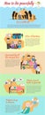 How to die peacefully cartoon infographic template layout background