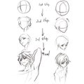 How to draw anime manga head top view.