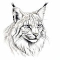 How To Draw A Bobcat With A Black Outline On A White Background