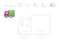 How to draw a car. Truck to be traced. Vector trace game. Step by step. Dot to dot educational game for kids Royalty Free Stock Photo