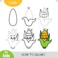 How to draw Corn for children. Step by step drawing tutorial
