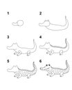 How to draw Crocodile step by step cartoon illustration with white background