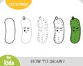 How to draw Cucumber for children. Step by step drawing tutorial