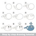 How to draw a Funny Whale Royalty Free Stock Photo