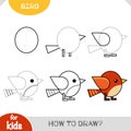 How to draw Little bird for children. Step by step drawing tutorial Royalty Free Stock Photo