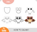 How to draw Owl for children. Step by step drawing tutorial Royalty Free Stock Photo