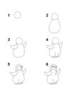 How to draw Pinguin step by step cartoon illustration with white background