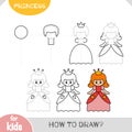 How to draw Princess character for children. Step by step drawing tutorial