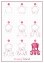 How to Draw a Squid. Step by Step Drawing Tutorial. Draw Guide. Simple Instruction for Kids and Adults