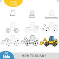How to draw Wheel loader for children. Step by step drawing tutorial