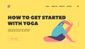 How to Get Started with Yoga Landing Page Template. Elderly Male Character Sitting on Floor in Yoga Asana Pose