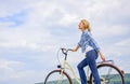 How to learn to ride bike as an adult. Girl ride bicycle. Healthiest most environmentally friendly and most satisfying