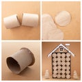 How to make advent calendar with numbered compartments in house shape, using recycle toilet paper tubes, simple craft