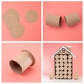 how to make advent calendar with numbered compartments in house shape, using recycle toilet paper tubes, simple craft