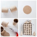 How to make advent calendar with numbered compartments in house shape, using recycle toilet paper tubes, simple craft