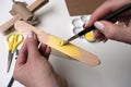 How to make airplane. Hand made toy,zero waste from toilet paper roll and popsicle sticks. For kids and parents.Step 9, wings