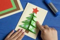 How to make Christmas card with Christmas tree. Step 12