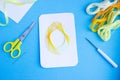How to make a delicate Easter card an egg from a floss thread with your own hands, step by step instructions Royalty Free Stock Photo