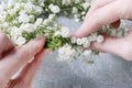 How to make gypsophila paniculata wedding wreath, step by step, tutorial