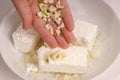 How to make homemade cottage cheese spread Royalty Free Stock Photo