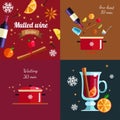 How to make Mulled wine infographic concept. Winter season Hot drink recipe. Vector