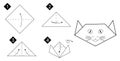 How to make origami cat. Black line instructions Royalty Free Stock Photo