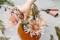 How to make a Thanksgiving centerpiece - step by step Royalty Free Stock Photo