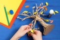 How to make together with child autumn tree. Step 9 Royalty Free Stock Photo